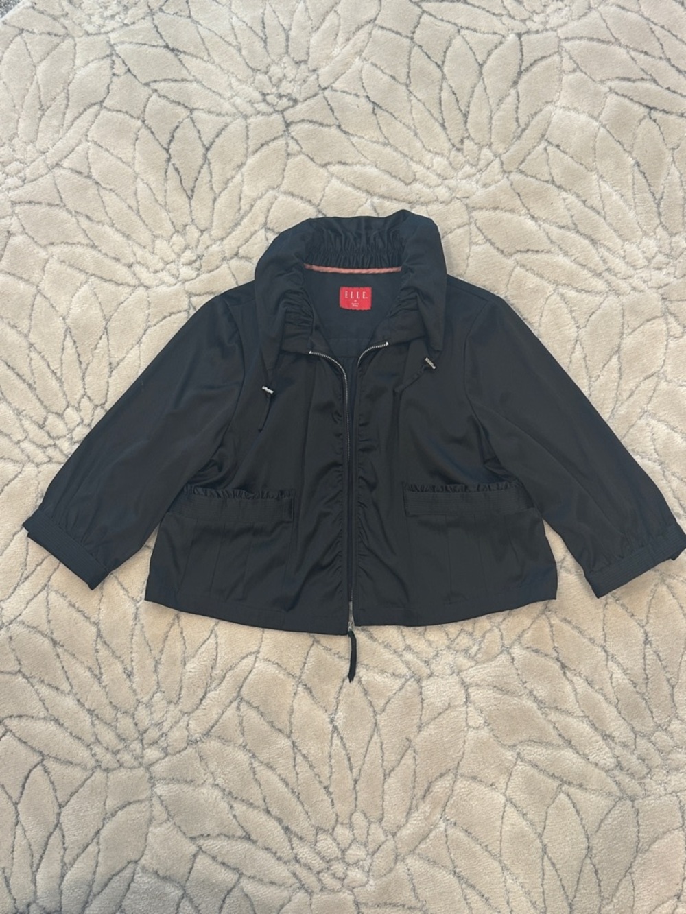 Elle Black Zip-Front Lightweight Jacket